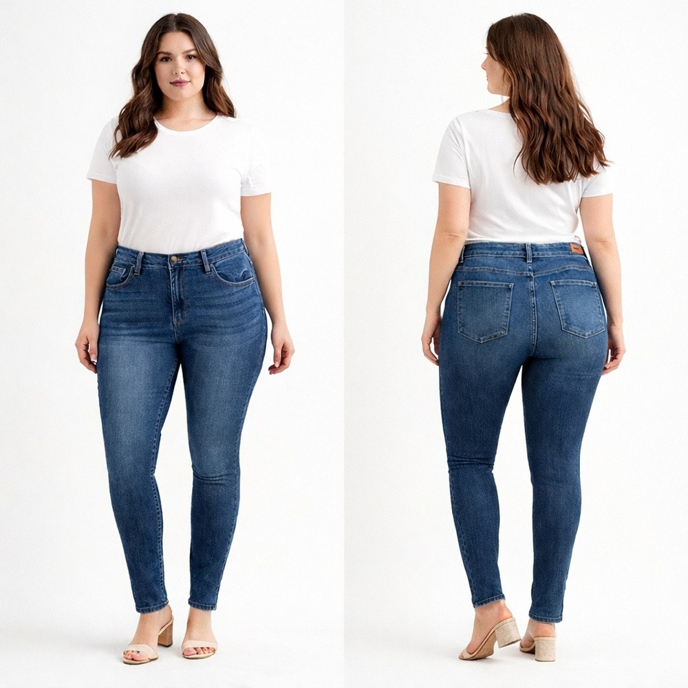 Judy Blue 16W High Rise Skinny Jeans Stretch Medium Wash Plus Size
